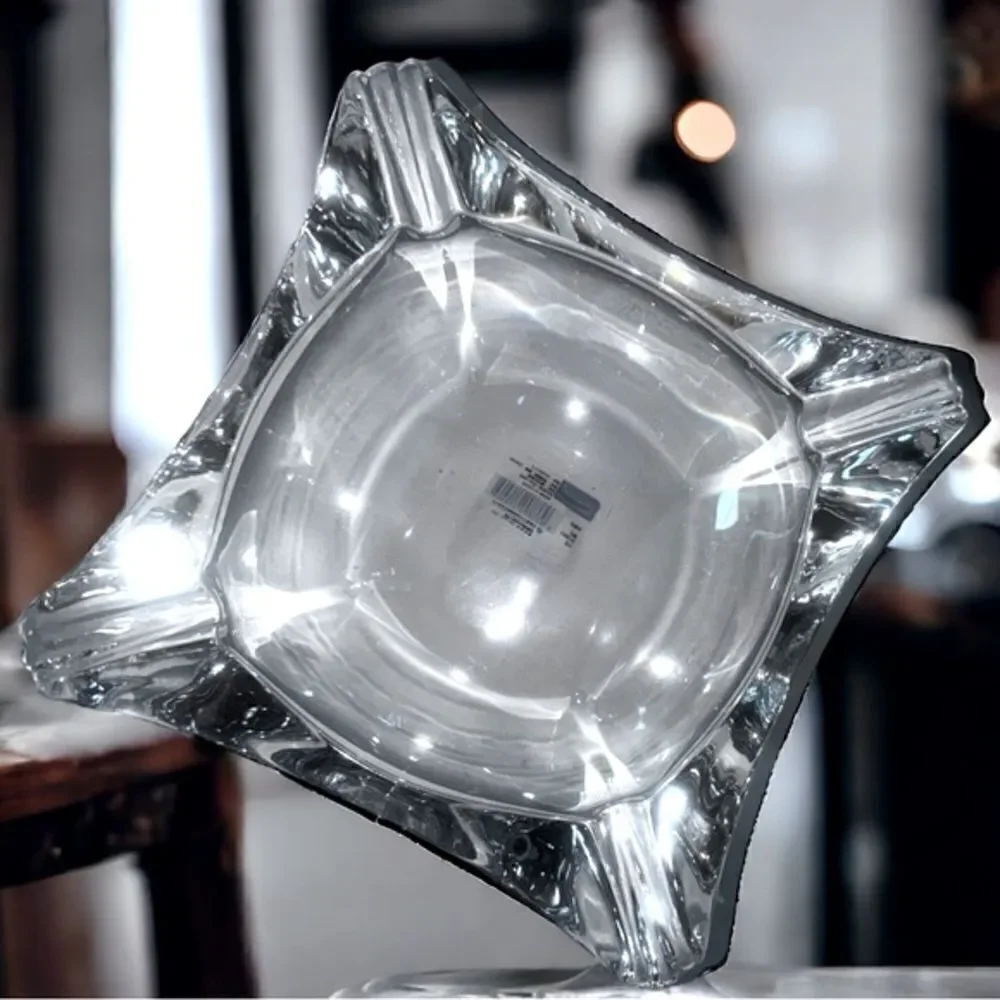 Deluxe Clear Glass Ashtray l Square 4x4 l NIB